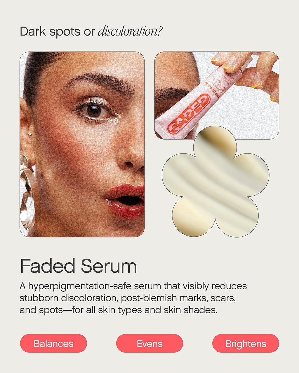 Faded Brightening and Clearing Serum | Reduces Discoloration, Post-Blemish Marks, Scars and Spots | Contains Kojic Acid and Niacinamide | Dermatologist-Tested, Vegan, Cruelty-Free (0.5 Fl Oz)