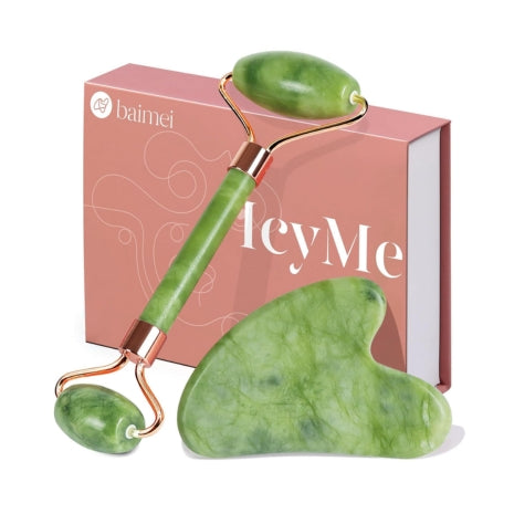 Icyme Gua Sha & Jade Roller Set, Cooling Face Roller & Guasha Tool