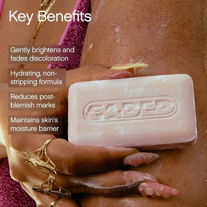 Faded Cleansing Bar for Face and Body | Kojic Acid, Vitamin C & Lactic Acid | Moisturizes | Vegan, Fragrance-Free, Safe for Sensitive Skin (2 Pack)